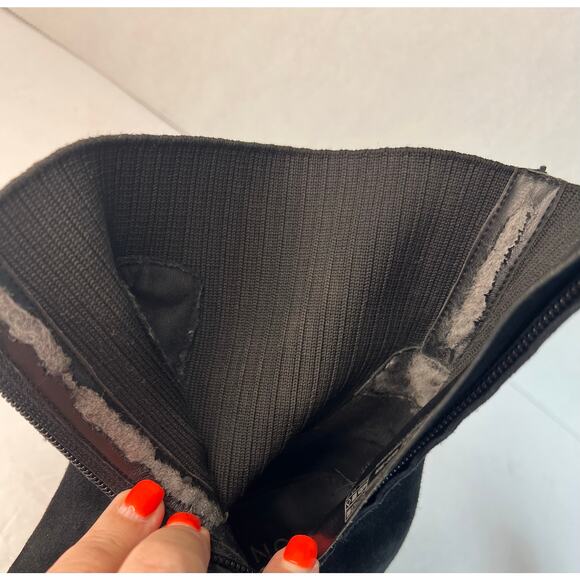 Vionic Kaylee Black Suede/Knit Water Resistant Block Heel Zip Ankle Boots Sz 7 - Picture 10 of 12